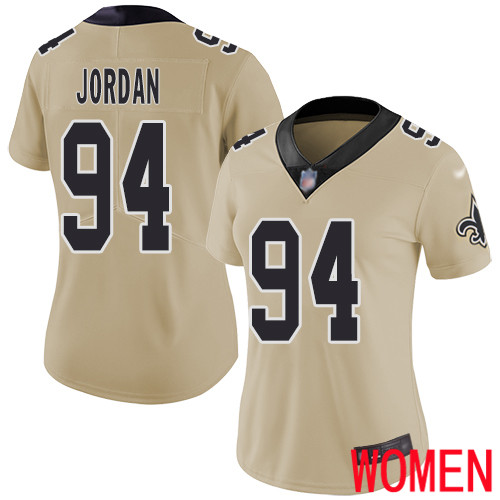 New Orleans Saints Limited Gold Women Cameron Jordan Jersey NFL Football #94 Inverted Legend Jersey->women nfl jersey->Women Jersey